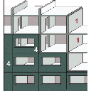 (1) Tragende Wand mit Raumabschluss, (4) Nichttragende Außenwand Bild anzeigen